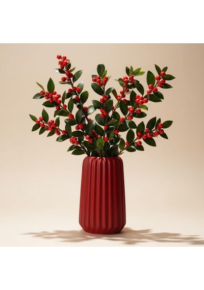 Bordo Beton Masa Üstü Vazo / Modern Minimal Dekor 16 Cm Çok Renkli