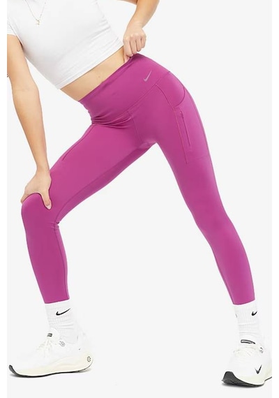 Nike Go Firm Support High Rise Full Length Kadın 6 Cepli Lazer Kesim Antreman Taytı Fuşya