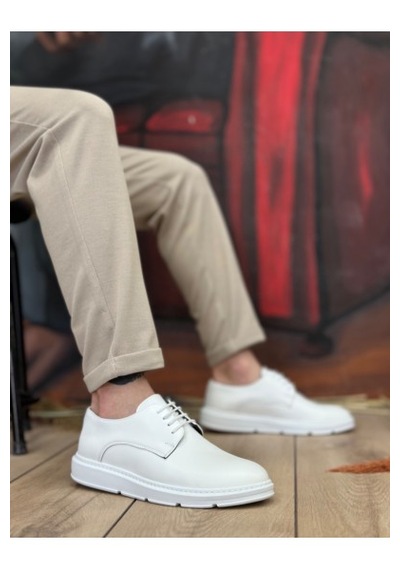 Boa Ba0003 Bağcıklı Klasik Beyaz Kalın Taban Casual Erkek Ayakkabı