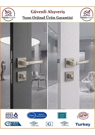Çelebi Viktorya Rozetli İç Kapı Kolu - Parlak Nikel - Wc Banyo