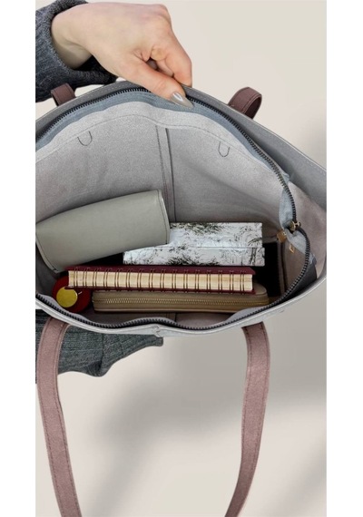 Lovelystore Kadın Süet Geniş Hacimli Fermuarlı Günlük Tote Model Büyük Boy 40x28 Bordo