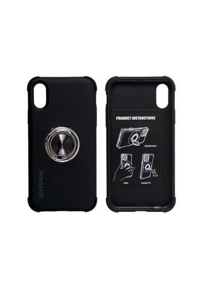 İphone Xs Max Halka Standlı Mat Kılıf Ring Holder Parmak Tutuculu Darbe Emici Tpu Koruyucu Kapak 6.5 İnç Uyumlu Siya Diğer