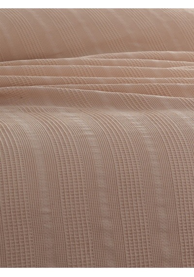 Çift Kişilik Waffle Pike 210x230cm, %100 Pamuk, Petekli Pike Bej