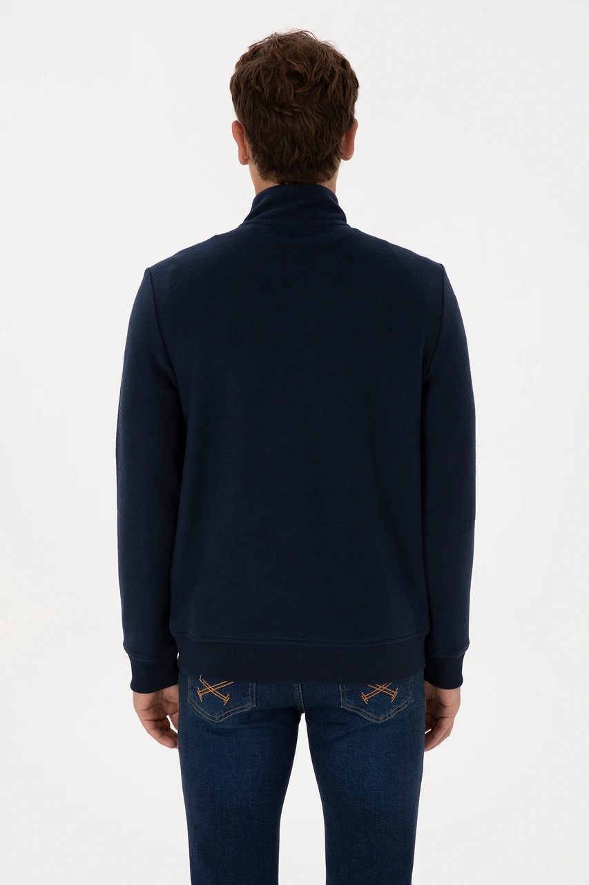 U.S. Polo Assn. Erkek Regular Fit Yarım Fermuarlı Lacivert Basic Sweatshirt 50313802-VR033