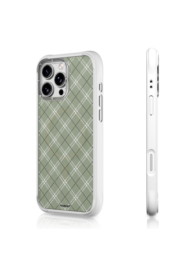 Apple iPhone 16 Pro Uyumlu Kılıf M-safe Şarj Özellikli Youngkit Argyle Serisi Kapak Açık Yeşil