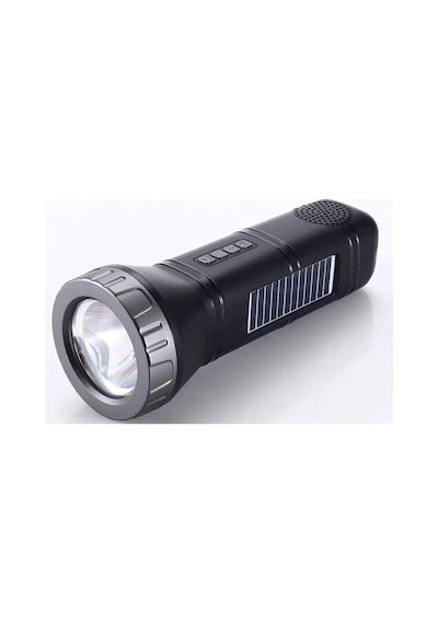 Ultratekno Aı-112 Güneş Panelli Kamp Tipi Outdoor El Feneri Bluetooth Hoparlör Fm Radyo Acil Durum F Bakır - Siyah