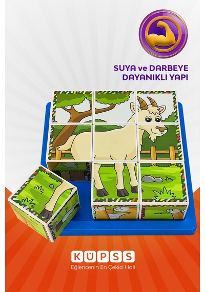 6 Farklı Çiftlik Hayvanları 3d Küp Puzzle 3 4 5 6 Yaş Küp Puzzle
