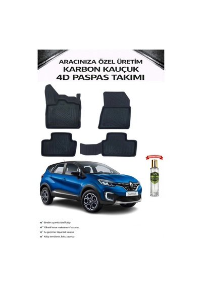 Renault Captur 2025 Model Aracınıza Özel Karbon Kauçuk Paspas Takımı
