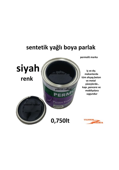 Siyah Sentetik Yağlı Boya 0.750lt Ahşap Metal Boya Kara