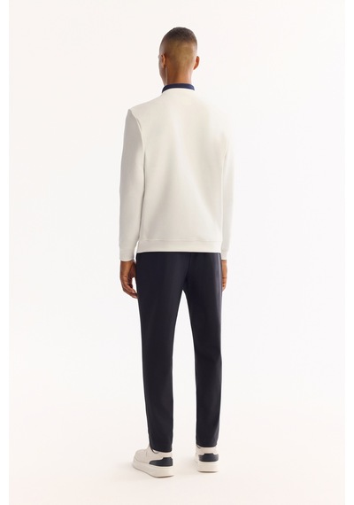 Avva Erkek Ekru Bisiklet Yaka Pamuklu Bi-stretch Baskılı Regular Fit Sweatshirt A52y1264