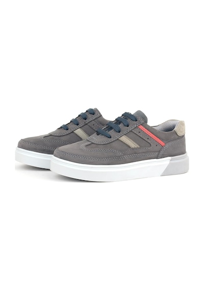Rakerplus Gri Hakiki Deri Bağcıklı Erkek Çocuk Sneaker Ayakkabı Gri