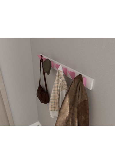 Hepsi3boyutlu Modern Duvar & Kapı Kanca Askılık - 7 Adet Pembe Kanca Askılık - Model No : 5 Pembe