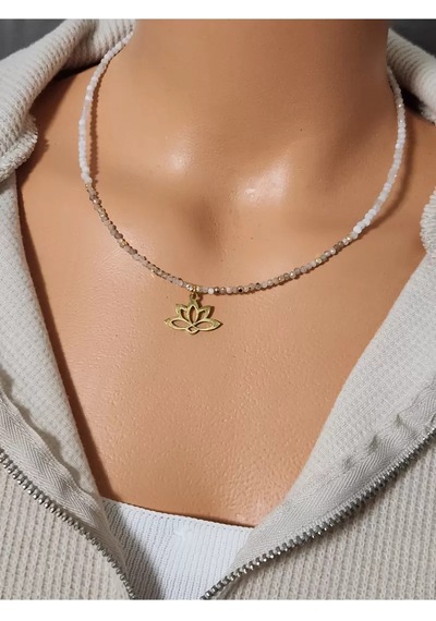 Aytaşı Ve Güneş Taşı Minimal Lotus Kolye Çok renkli