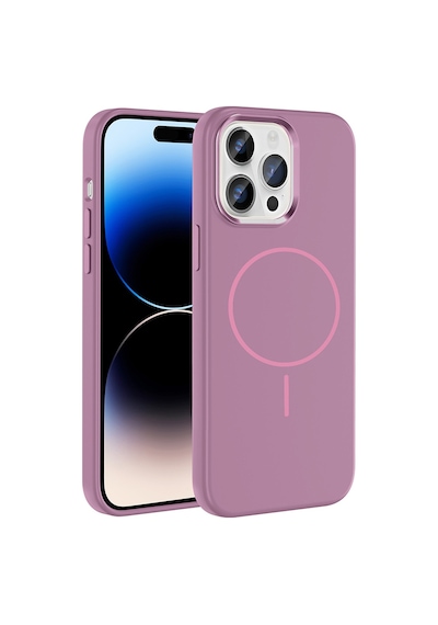 Zore Apple iPhone Uyumlu 14 Pro Max Kılıf M-safe Şarj Özellikli Metal Kamera Çerçeveli Omsy Edi Silikon Kapak - Mor