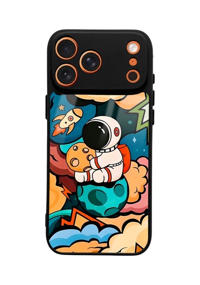 Apple Uyumlu iPhone 17 Pro Max Uyumlu Baby Astronaut Tasarımlı Glossy Telefon Kılıfı Çok Renkli