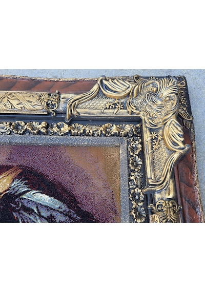 Siyular Kızılderili Aşıklar Adlı İran Tebriz Halı Tablo 95x75cm - Duvar Halı Kilim Tablo Model 2