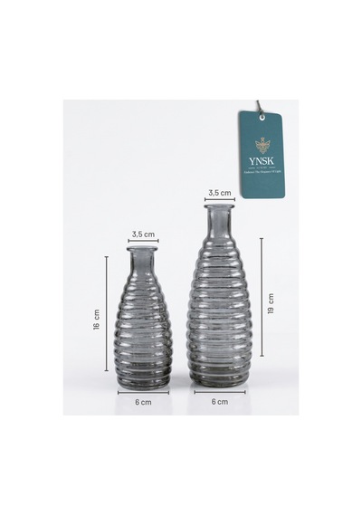 Chacha Home Luxury Elara 2 'li Minimalist İthal Dekor Cam Vazo Füme
