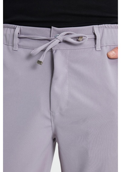 Tudors Erkek Slim Fit Dar Kesim Beli Lastikli Bağcık Detaylı Gri Pantolon-41664 gri