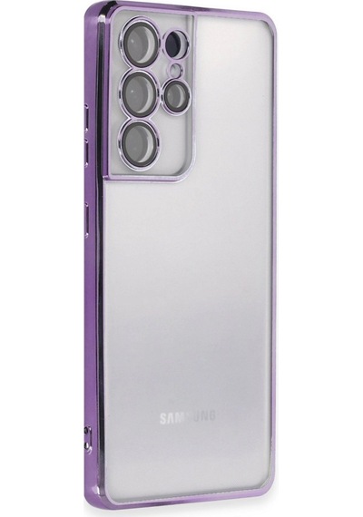 Samsung Uyumlu Galaxy S21 Ultra Kılıf Kamera Korumalı Lensli Silikon Mor