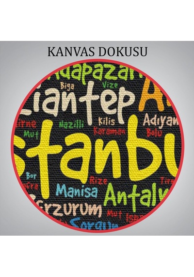 Es10 BOXING065 İller İsimli Siyah Zeminli Dekoratif Kanvas Tablo 1005 (95 x 165)