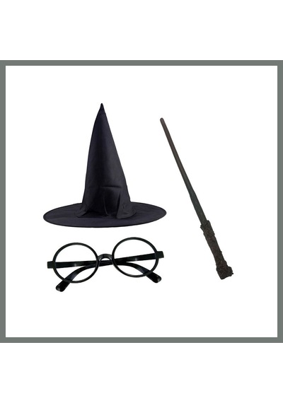 Bezos Harry Potter Siyah Şapkası Harry Potter Gözlüğü Harry Potter Asası 3 Lü Set Mmbz Diğer