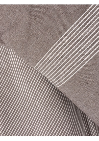 Cotton Box Ribbed Çift Kişilik Nevresim Takımı Linje Kahve Kahverengi