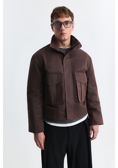 Antioch Crop Fit Dik Yaka Mont Bordo