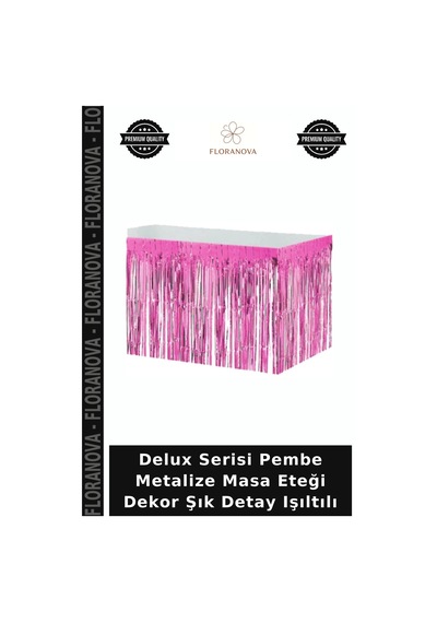 Delux Serisi Pembe Metalize Masa Eteği Dekor Şık Detay Işıltılı