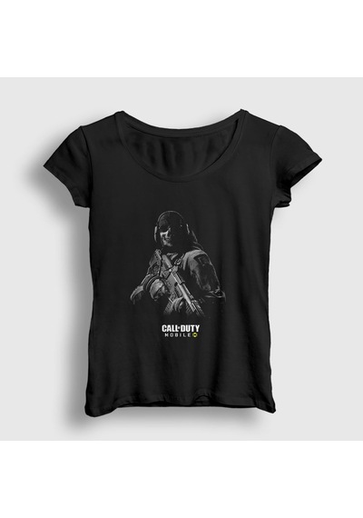 Presmono Kadın Mobile Call Of Duty T-shirt Siyah