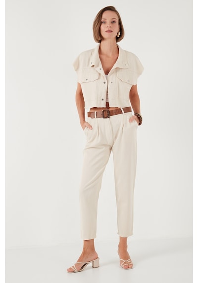 Lela % 100 Pamuklu Regular Fit Bayan Pantolon 673Py2007 Bej