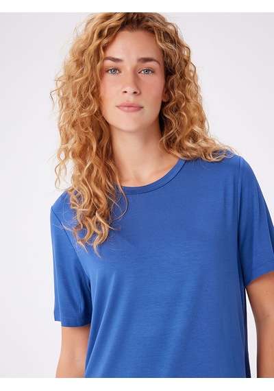 Faik Sönmez Yuvarlak Yaka Kısa Kol T-shirt W27tsh002 Bw27tsh00227 İndigo