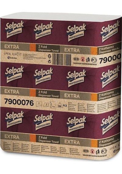 Selpak Professional Extra Z Katlama Dispenser Havlu 200'lü 4 Paket 21.5 x 24 CM