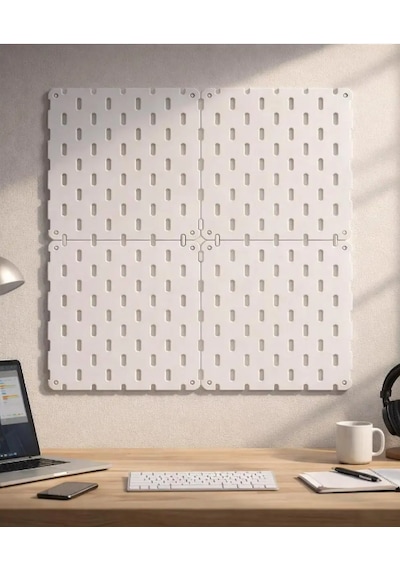 Modüler Pegboard Duvar Düzenleme Paneli Seti 20x20 Cm Çok Amaçlı Alet Ve Aksesuar Organizeri, Genişletilebilir Duvar Panosu Beyaz