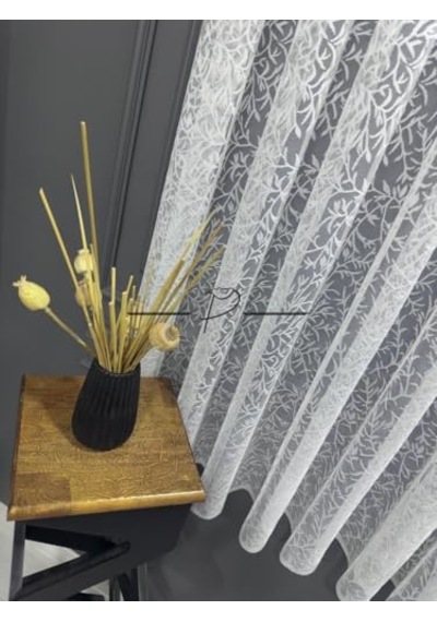 Tül Perde Pati Desen Örme Kumaş Kısa Camlar İçin Uyumlu 300 X 190 Çok Renkli