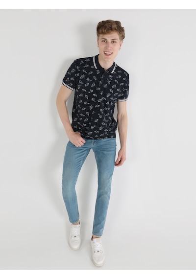 Colin's Colins Regular Fit Baskılı Lacivertvert Erkek Polo Yaka Kısa Kol Tişört 001