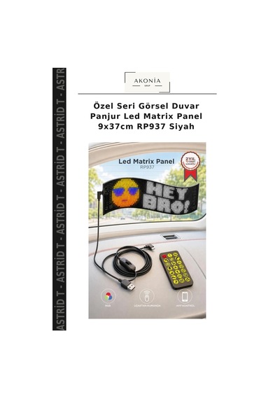 Özel Seri Görsel Duvar Panjur Led Matrix Panel 9x37cm Rp937 Siyah