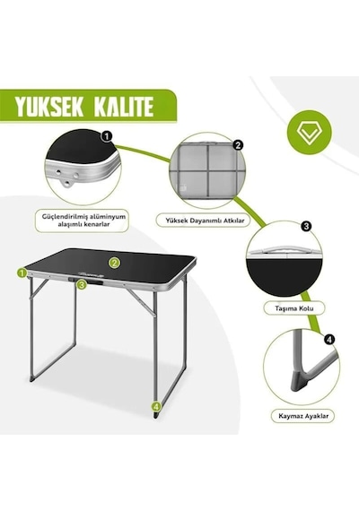 Madfox Zenith Katlanır Kamp Masası Siyah Siyah