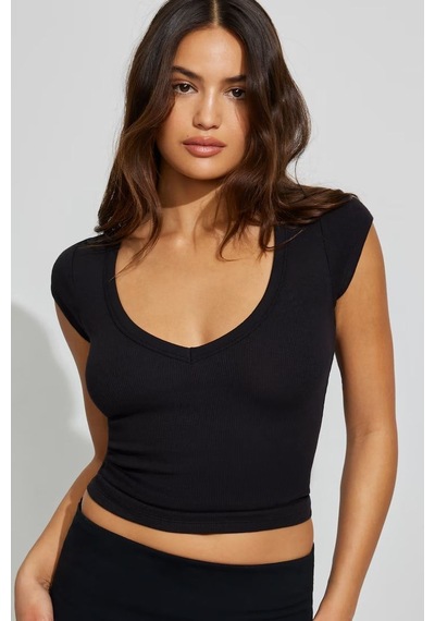 Seeh Siyah V Yaka Ribana Basıc Body Sh370