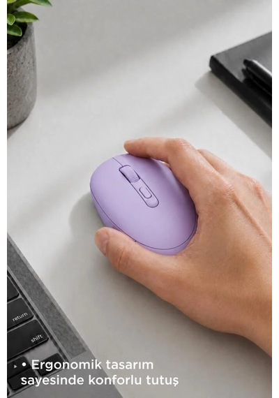 Özel Seri Bilgisayar Aksesuarı Cihaz Faresi Mouse Çift Modlu Sessiz Kablosuz Fare Tm17 Mor