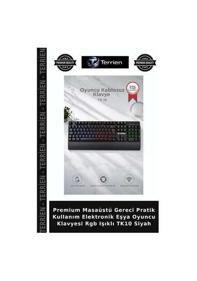 Premium Masaüstü Gereci Pratik Kullanım Elektronik Eşya Oyuncu Klavyesi Rgb Işıklı Tk10 Siyah