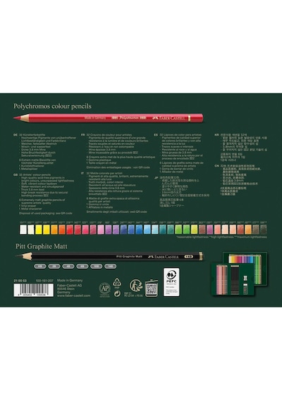 Faber-Castell Polychromos & Pitt Graphite Matt 40'lı Hediye Seti, Parlak ve Canlı Renkler