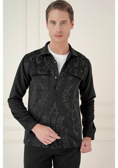 Efor G 1578 Slim Fit Siyah Klasik Gömlek Siyah