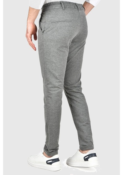 Deepsea Erkek Gri Beli Lastikli Slim Fit Likralı Duble Paça Penye Spor Pantolon 2502385 Gri