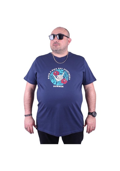 Moc Grande Mocgrande Büyük Beden Erkek Sıfır Yaka Tişört Summer 23119 Marin
