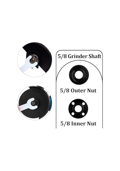 Styquenzer Avuç Taşlama Anahtarı Seti, 5" 5/8-11 Açılı Taşlama Anahtarı, Metal, 2 Flanş Somun, Açılı Anahtar
