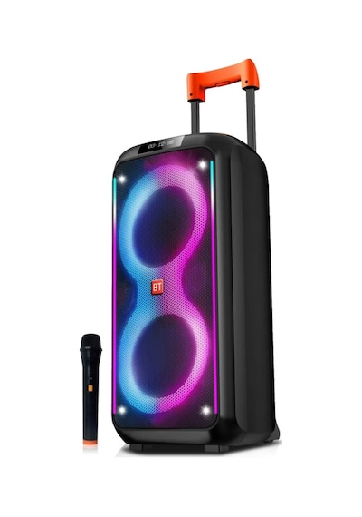 Party Box Bluetooth Hoparlör Büyük Boy Taşınabilir Şarjlı Kablosuz Hoparlör + Karaoke Mikrofon
