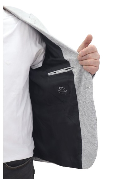 Twenhil Dmctekstil Erkek Ckt-203 Desenli İtalyan Kesim Dar Kalıp Tek Düğme Blazer Ceket Gri