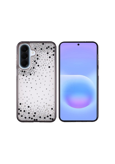 Samsung Galaxy Uyumlu A36 Kılıf Airbag Tasarımlı Damla Taşlı Şeffaf Zore Pera Silikon Kapak - Siyah