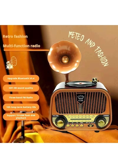 Rose Sp-428 Usb-sd-fm-bluetooth Destekli Şarjlı Nostaljik Retro Radyo - Kahverengi