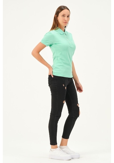 Msw Kadın Kısa Kollu Regular Fit Polo Yaka T-shirt Mint
